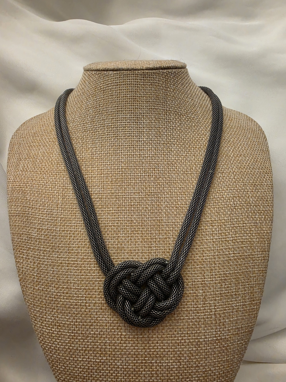 Simply Vera Vera Wang Gunmetal Mesh Celtic Knot Statement Necklace Woven Metal